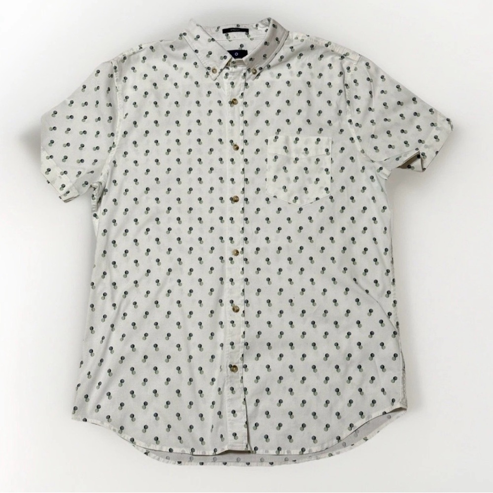 The original Ben Sherman button up short sleeve shirt, white with blue & green